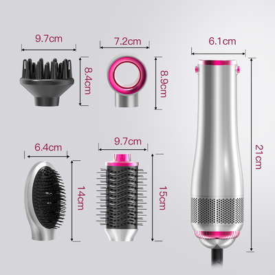 Màu tím 4 trong 1 Máy tạo kiểu tóc Ionic Airwrap có thể hoán đổi Máy sấy tóc Bàn chải không khí nóng với bộ máy sấy