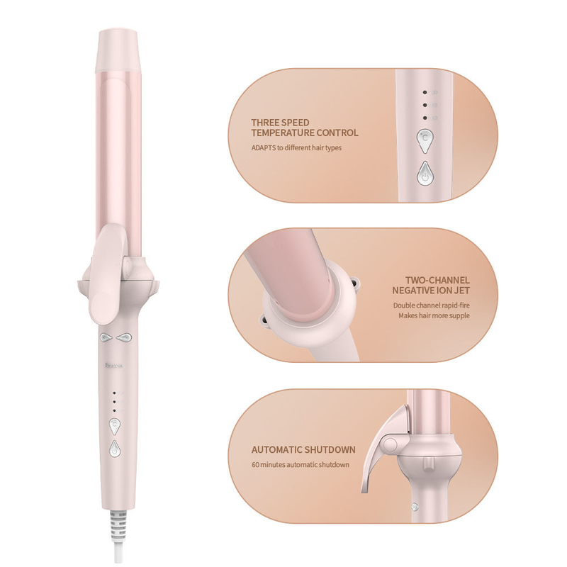 Auto Wavy Hair Curler 3 In1 thẳng và Crimper Hồng tự động Mini Điện tự động xoay Ceramic Styling Roller